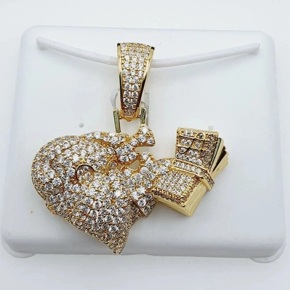 "14K Gold Plated Cubic Zircon Pendant, EVBRS362 - Picture 5 of 10